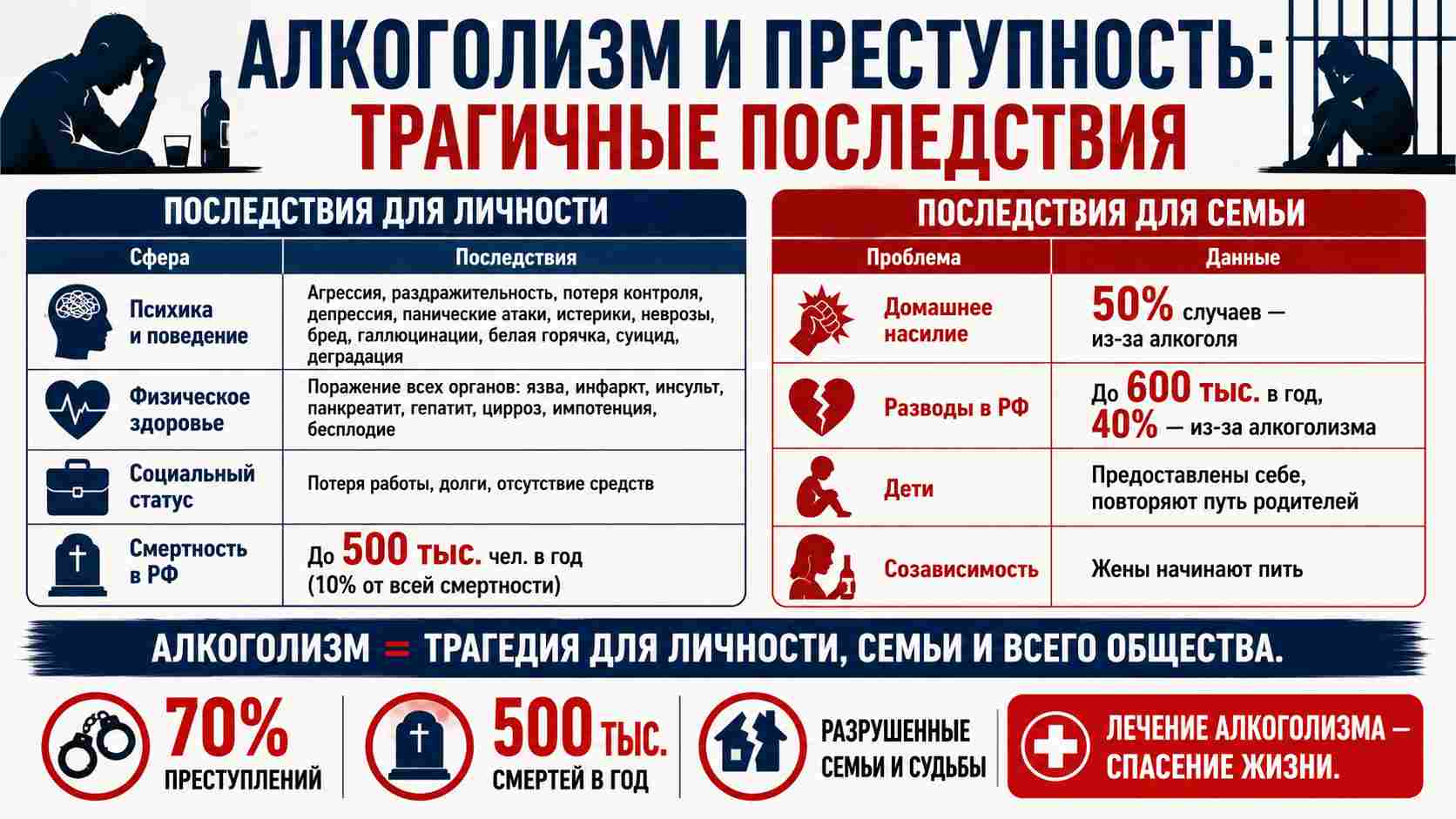 Инфографика о трагичных последствиях алкоголизма
