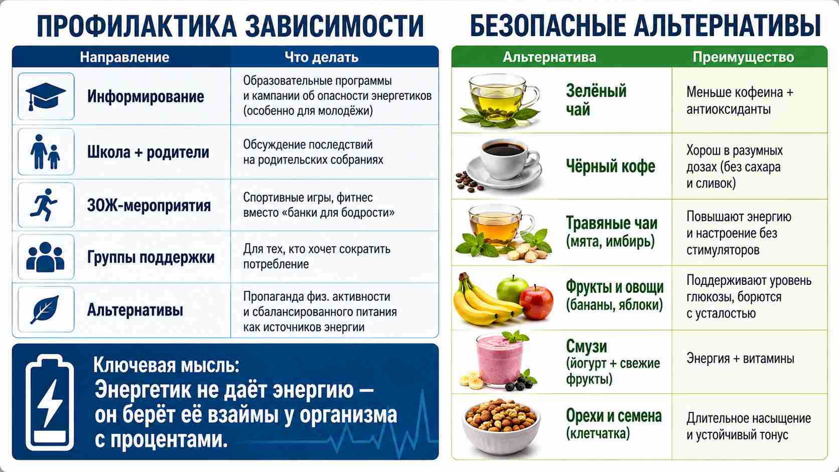 Инфографика о профилактике зависимости от энергетиков