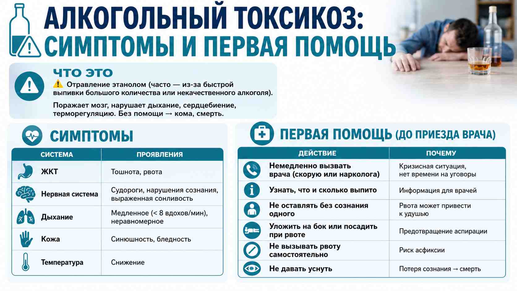 Инфографика об алкогольном токсикозе